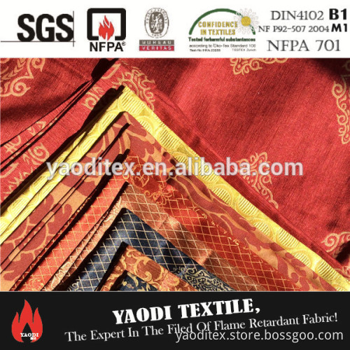Wholesale 100% polyester inherent flame retardant rapery fabric russian style curtain fabric